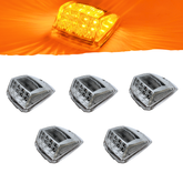 All Star Truck Parts 5x Bright Amber Yellow 17 LED Clear Lens Cab Marker Top Clearance Roof Lights Assembly Replacement Semi Truck Trailer Kenworth Peterbilt Freightliner Mack International DOT