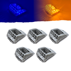 All Star Truck Parts 5x Bright Amber Yellow 17 LED Clear Lens Cab Marker Top Clearance Roof Lights Assembly Replacement Semi Truck Trailer Kenworth Peterbilt Freightliner Mack International DOT