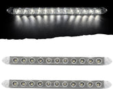 16" Slim-Line Indicator Bar, White/Red LED, Clear Reflex Lens, 11 LED, S/T/T, Back-Up/Reverse, Super Bright, Surface Mount, 12V, IP65 Waterproof DOT FMVSS 108/SAE, for Truck Utility Trailer RV Campers