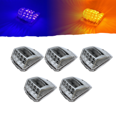 All Star Truck Parts 5x Bright Amber Yellow 17 LED Clear Lens Cab Marker Top Clearance Roof Lights Assembly Replacement Semi Truck Trailer Kenworth Peterbilt Freightliner Mack International DOT