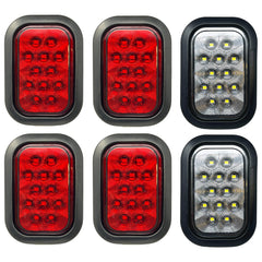 All Star Truck Parts 5x3 Amber/Red/White Rectangle 12 LED Signal Turn Tail Park Light Tow Truck Semi Trailer CM Flatbed Reading Postal Hitch Mounted RV Bus Grommet 3 Wire Pigtail Plug Kit IP67 Waterproof