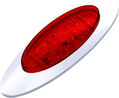Amber/Red 6.5" Led Marker Light Trucks Oval 16 LED Side Marker Turn Signal Clearance Lights Chrome Bezel Surface Mount Replacement Peterbilt Kenworth Freightliner Trailer 12V