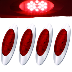 Amber/Red 6.5" Led Marker Light Trucks Oval 16 LED Side Marker Turn Signal Clearance Lights Chrome Bezel Surface Mount Replacement Peterbilt Kenworth Freightliner Trailer 12V