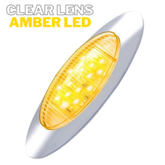 Amber/Red 6.5" Led Marker Light Trucks Oval 16 LED Side Marker Turn Signal Clearance Lights Chrome Bezel Surface Mount Replacement Peterbilt Kenworth Freightliner Trailer 12V