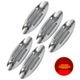 6-3/5 Inch Flatline Oval 24LED Side Marker Clearance Lights Chrome Bezel DOT Approved with Bullet Plug, Front Fender Panel Lights for Semi Trucks, Flush Surface Mount, IP67 Waterproof