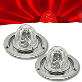 All Star Truck Parts Amber/Red Clear Lens Watermelon Lights Kit LED Stop Turn Tail Lights with Stainless Steel Bezel and Base Replacement for Peterbilt Freightliner Trucks Trailers RVs