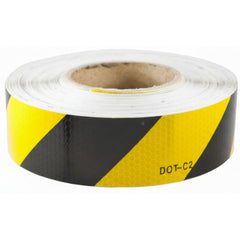 Waterproof Reflective Safety Tape Roll 1"/2" Yellow Black Striped Floor Marking Tape Hazard Caution Warning Tape Auto Truck Self-Adhesive Safety Sticker Strips for Wall Factory Trailer (2 IN x 150 FT)