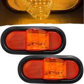 2x 6" Mid Turn Signal Amber Marker Light Rubber Mount 18 LED w/Reflex Lens Universal Waterproof 6 Inch Oval Led Mid-Ship Marker and Turn Signal Semi Truck Trailer Peterbilt Kenworth Light