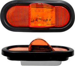 2x 6" Mid Turn Signal Amber Marker Light Rubber Mount 18 LED w/Reflex Lens Universal Waterproof 6 Inch Oval Led Mid-Ship Marker and Turn Signal Semi Truck Trailer Peterbilt Kenworth Light