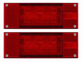 2PC (Left and Right) 12V 12 LED Low Profile Submersible Rectangle Trailer Lights Sealed PREMIUM Waterproof Boat Trailer Stop Turn Tail License Plate Brake Running Light