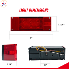 2PC (Left and Right) 12V 12 LED Low Profile Submersible Rectangle Trailer Lights Sealed PREMIUM Waterproof Boat Trailer Stop Turn Tail License Plate Brake Running Light
