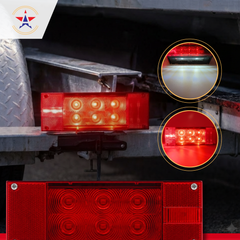 2PC (Left and Right) 12V 12 LED Low Profile Submersible Rectangle Trailer Lights Sealed PREMIUM Waterproof Boat Trailer Stop Turn Tail License Plate Brake Running Light