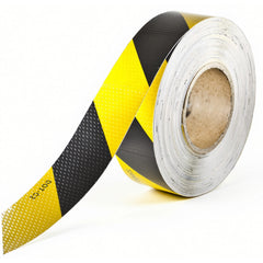 Waterproof Reflective Safety Tape Roll 1"/2" Yellow Black Striped Floor Marking Tape Hazard Caution Warning Tape Auto Truck Self-Adhesive Safety Sticker Strips for Wall Factory Trailer