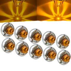 All Star Truck Parts 1.5 inch Mini Amber/Red Clear/Coloured Glass Lens Watermelon Lights LED Marker Clearance Light Turn Signal for Semi Truck Trailer, Compatible with Freightliner Kenworth Peterbilt