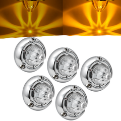 All Star Truck Parts 1.5 inch Mini Amber/Red Clear/Coloured Glass Lens Watermelon Lights LED Marker Clearance Light Turn Signal for Semi Truck Trailer, Compatible with Freightliner Kenworth Peterbilt