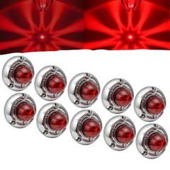 All Star Truck Parts 1.5 inch Mini Amber/Red Clear/Coloured Glass Lens Watermelon Lights LED Marker Clearance Light Turn Signal for Semi Truck Trailer, Compatible with Freightliner Kenworth Peterbilt