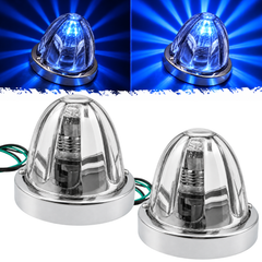 All Star Truck Parts 2Pcs Glass Watermelon Lights Clear Lens Amber LED Side Marker Turn Signal Fender Bumper Air Cleaner Under Glow Lights + Bezel Replacement for Kenworth Peterbilt Freightliner Truck