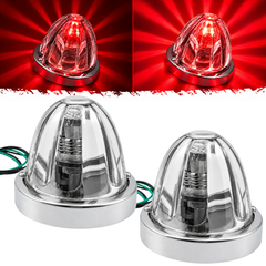 All Star Truck Parts 2Pcs Glass Watermelon Lights Clear Lens Amber LED Side Marker Turn Signal Fender Bumper Air Cleaner Under Glow Lights + Bezel Replacement for Kenworth Peterbilt Freightliner Truck