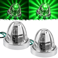 All Star Truck Parts 2Pcs Glass Watermelon Lights Clear Lens Amber LED Side Marker Turn Signal Fender Bumper Air Cleaner Under Glow Lights + Bezel Replacement for Kenworth Peterbilt Freightliner Truck
