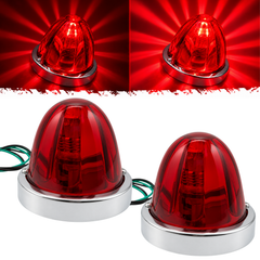 All Star Truck Parts 2Pcs Glass Watermelon Lights Clear Lens Amber LED Side Marker Turn Signal Fender Bumper Air Cleaner Under Glow Lights + Bezel Replacement for Kenworth Peterbilt Freightliner Truck