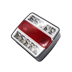 Stud Mounted 15 LED Trailer Towing Light Set Red/Amber (Stop Turn Tail) & White (License Plate), IP68 Waterproof, DOT Approved, Clear Lens, Left and Right Side Lights