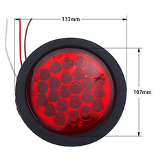 4" Round LED Trailer Tail Light 24 LED Stop Turn Signal Brake Marker Running Lights w/Rubber Grommet for Trucks Trailer RV Boat IP67 Waterproof, DOT Certified