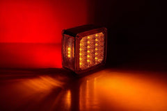 2pc Amber/Red 51 LED Clear Lens Double Face Stud Mount Pedestal Fender Stop Turn Tail Light Heavy Truck Trailer Peterbilt Freightliner Kenworth Mack Western Star Left & Right Side