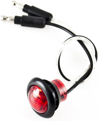 3/4" inch Red 3 LED Side Marker Clearance Light with Plug Black Ring Sealed Mini Round 3/4" Indicators Grill Lights Truck Trailer Car Bus Pickup Van Caravan Boat 12V- Qty 5