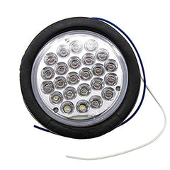 4" Round LED Trailer Tail Light 24 LED Stop Turn Signal Brake Marker Running Lights w/Rubber Grommet for Trucks Trailer RV Boat IP67 Waterproof, DOT Certified