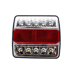Stud Mounted 15 LED Trailer Towing Light Set Red/Amber (Stop Turn Tail) & White (License Plate), IP68 Waterproof, DOT Approved, Clear Lens, Left and Right Side Lights