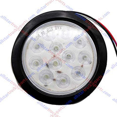 4" Inch White/Red/Amber 12 LED Round Stop/Turn/Tail/Reverse/Backup/Mid Turn/Signal Trailer Light Kit with 3 wire Pigtail Plug & Grommet