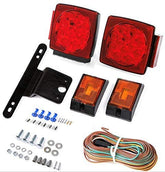 Pair LED Submersible Tail Brake Stop License Lights Kit Trailer Boat RV Under 80"