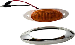 4-1/8" Amber/Red Led Side Marker Lights 4 LED Chrome Surface Mount with Bullet Plugs Waterproof Peterbilt Kenworth Freightliner Volvo Led Cab Panel Marker Lights Lites Sealed