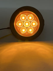 2" Amber/Red Round Trailer 7 LED Clearance Marker Lights DOT FMVSS 108 SAE P2 Reflector Lens Grommet Flush-Mount Waterproof IP67 Marker Clearance Lights for Trailer Truck