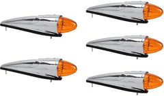 5PCS 17 LED Amber Torpedo Cab Marker Roof Running Top Lights Assembly Super Bright Chrome Heavy Duty Trucks Replacement for International Kenworth/Peterbilt/Freightliner/Mack…