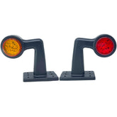 2pc Amber/Red 32-LED Double Face Rubber Surface Mount Pedestal Fender Side Marker Light Truck Trailer Flatbed Cargo Utility- Left and Right Angled Rugged IP67 Waterproof