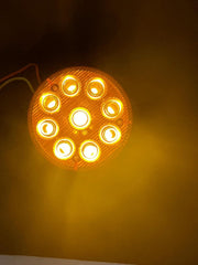 3-1/7" Round LED Light Black ABS Base Side Marker Clearance S/T/T 3 Wire Design 2 Screw Surface Mount 9 LEDs Black ABS Base IP 67 for Trailers - Red/Amber