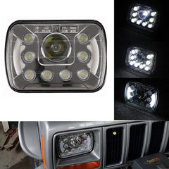 Qty 2-5x7 7x6 inch 55W LED Headlight Assembly Hi/Lo Sealed Beam Replace H6014 / H6052 / H6054 Bulb Headlamp Fits Jeep Wrangler XJ YJ Sedans GMC Chevrolet Ford Truck Van