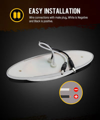 Amber/Red 6.5" Led Marker Light Trucks Oval 16 LED Side Marker Turn Signal Clearance Lights Chrome Bezel Surface Mount Replacement Peterbilt Kenworth Freightliner Trailer 12V