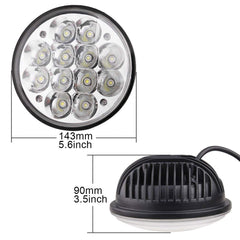 5.75" 5-3/4" 36W Crystal Round LED Headlight Sealed Beam IP68 Waterproof Replacement 4000 4040 5506 H5006 H651 / H466 Chrome (2D reflector)