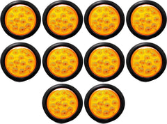 4" Inch White/Red/Amber 12 LED Round Stop/Turn/Tail/Reverse/Backup/Mid Turn/Signal Trailer Light Kit with 3 wire Pigtail Plug & Grommet
