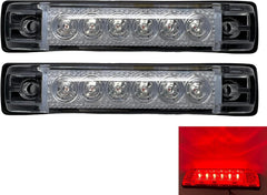 4"x1" Clear Lens Red Led Thin Slim line Trailer Side Marker Clearance Lights 6 LED Reflex Submersible Sealed 12V Surface Mount for Truck Trailer Boats, Rectangular