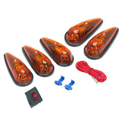 Set of 5 5-1/2 in. Amber Teardrop Cab Light Kit Trucks Vans Pickups Semis RVs Boat
