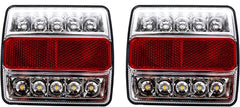 Stud Mounted 15 LED Trailer Towing Light Set Red/Amber (Stop Turn Tail) & White (License Plate), IP68 Waterproof, DOT Approved, Clear Lens, Left and Right Side Lights