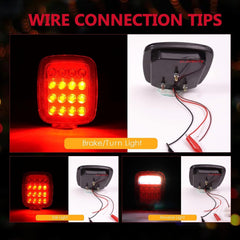 DOT Compliant 16 LED Jeep style Universal Tail Brake Turn Stop Back up Lights for Truck Trailer Boat Jeep etc,12V Stud Mounted Lamps,Pack of 2