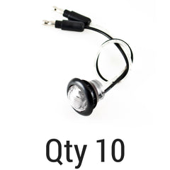 3/4" inch Amber/Red/White 3 LED Side Marker Clearance Light with Plug Black Ring Sealed Mini Round 3/4" Indicators Grill Lights Truck Trailer Car Bus Pickup Van Caravan Boat 12V