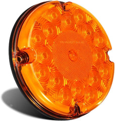 2Pcs 7" Round White/Amber/Red LED Backup Reverse Stop Turn Tail Lights 17 LED Marker Clearance Running Lights 4 Hole Surface Mount for Transit Vehicles Bus Truck Trailers 12V-30V