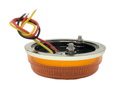 3-1/7" Round LED Light Chrome Side Marker Clearance S/T/T 3 Wire Design 2 Screw Surface Mount 9 LEDs Chrome Base IP 67 for Trailers - Red/Amber