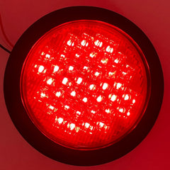 4" Inch Round 40 LED Diodes Stop Turn Tail Reverse Backup Signal Sealed Lights Red/White/Amber Assembly Rubber Mount for Trucks Trailers RV Boat Waterproof