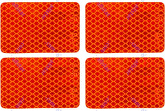 Amber/Red 2x3 Rectangle High Visibility Reflective Stick-On Prism Reflector DOT-SAE Strong Weatherproof Trailer Camper RV Flatbed Fender Property Boat Marine (Amber, Qty 4)